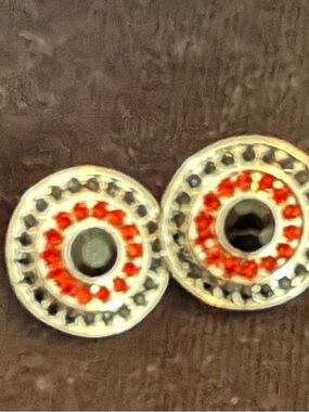 Round Silver-Tone Original Dots with Orange Crystal Ring